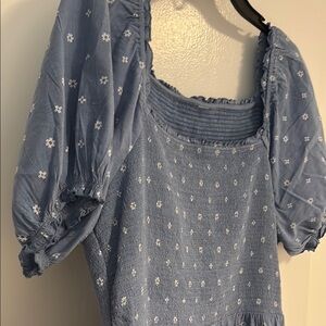 Blue Midi Smocked Dress